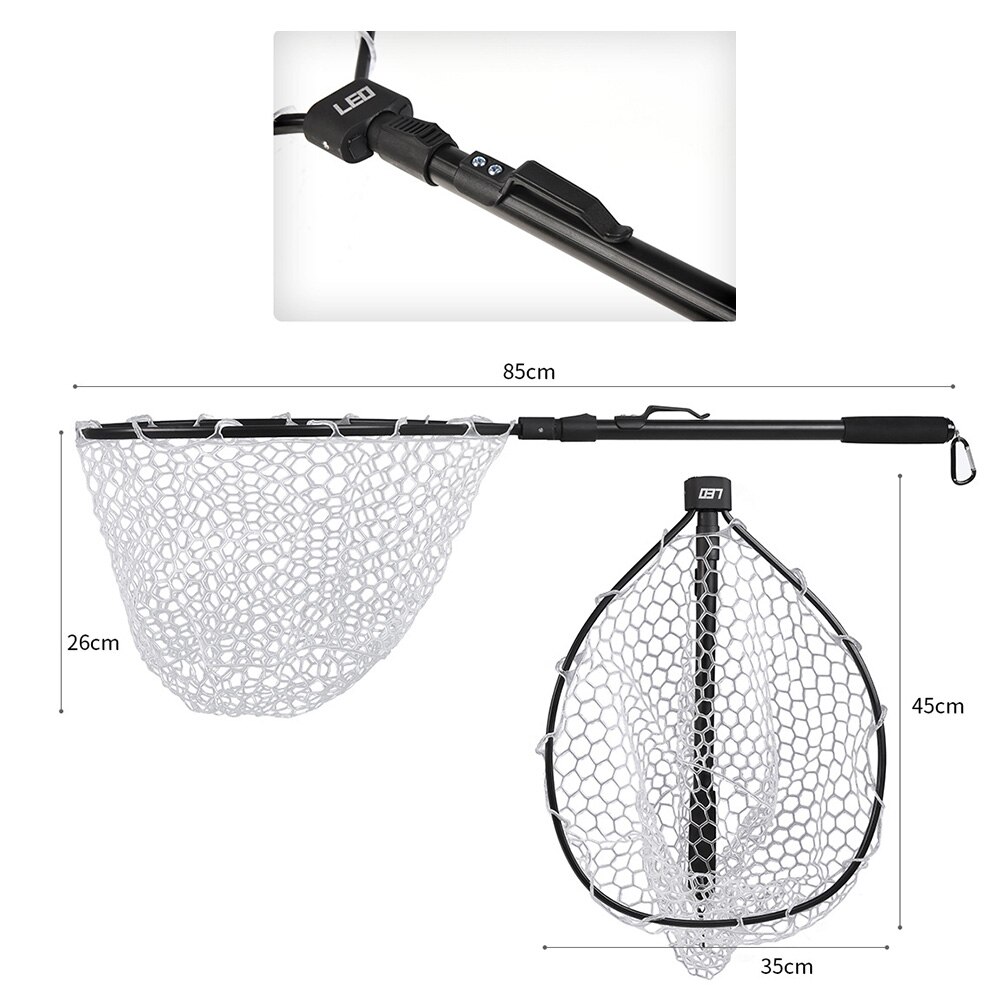 LEO filet de pêche ultraléger pliable, 85cm, Portable, pour l'extérieur, alliage d'aluminium