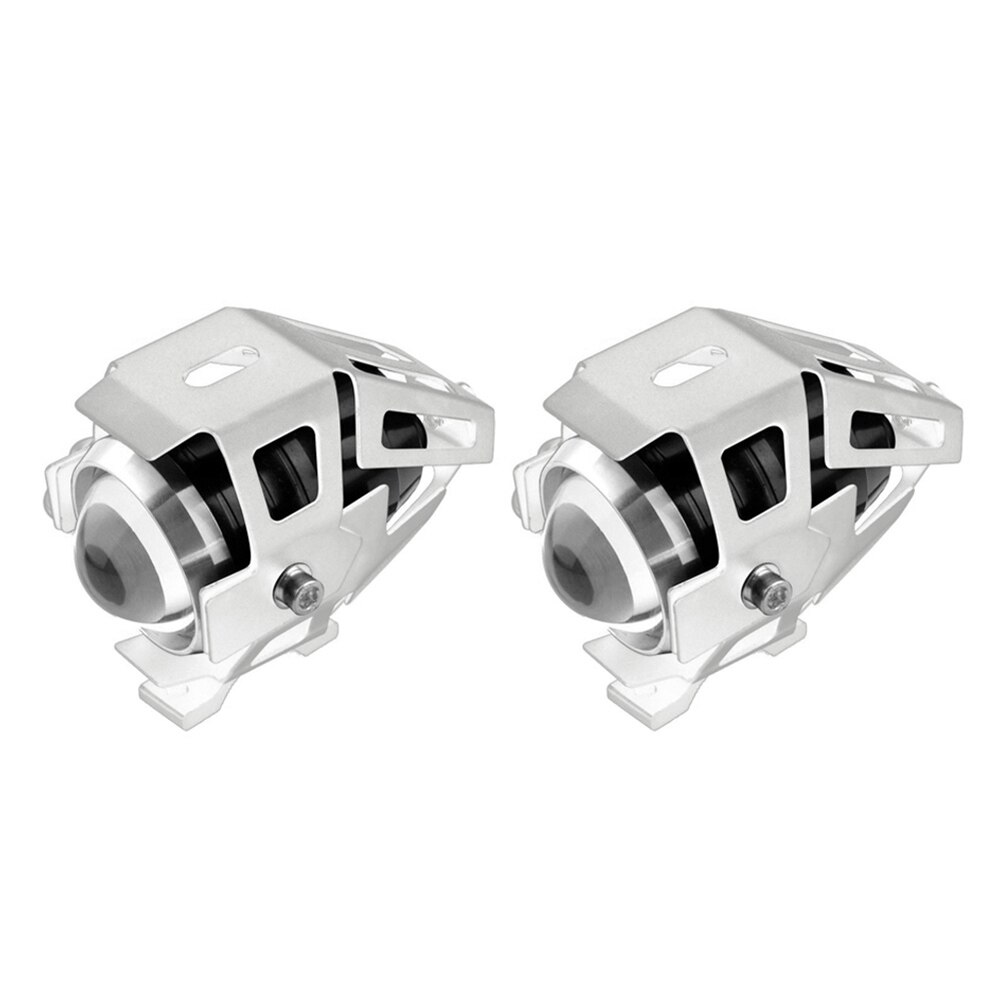 2 unidades/juego de luces LED U5/U7, superbrillantes, para motocicleta, foco de luz de carrera: Plata