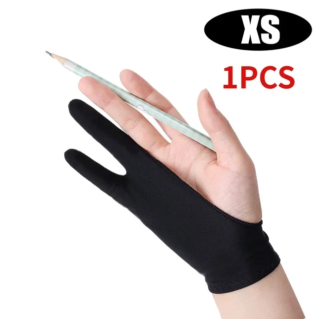 Zeichenhandschuh, Handflächenabweisung, Zwei-Finger-Handschuhe für Apfel IPad, kapazitives Tablette, Bildschirm, Künstler, Rechts-/Linkshand-Grafiktablett: Weiß