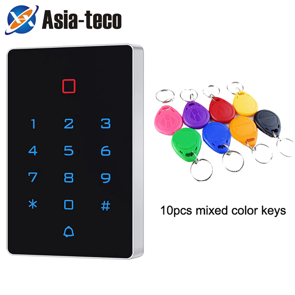 Backlight Touch 125Khz Rfid Card Access Control Keypad Em Kaartlezer Deurslot Opener Wiegand 26 Output Anti-demontage Alarm: AC and 10 color Key