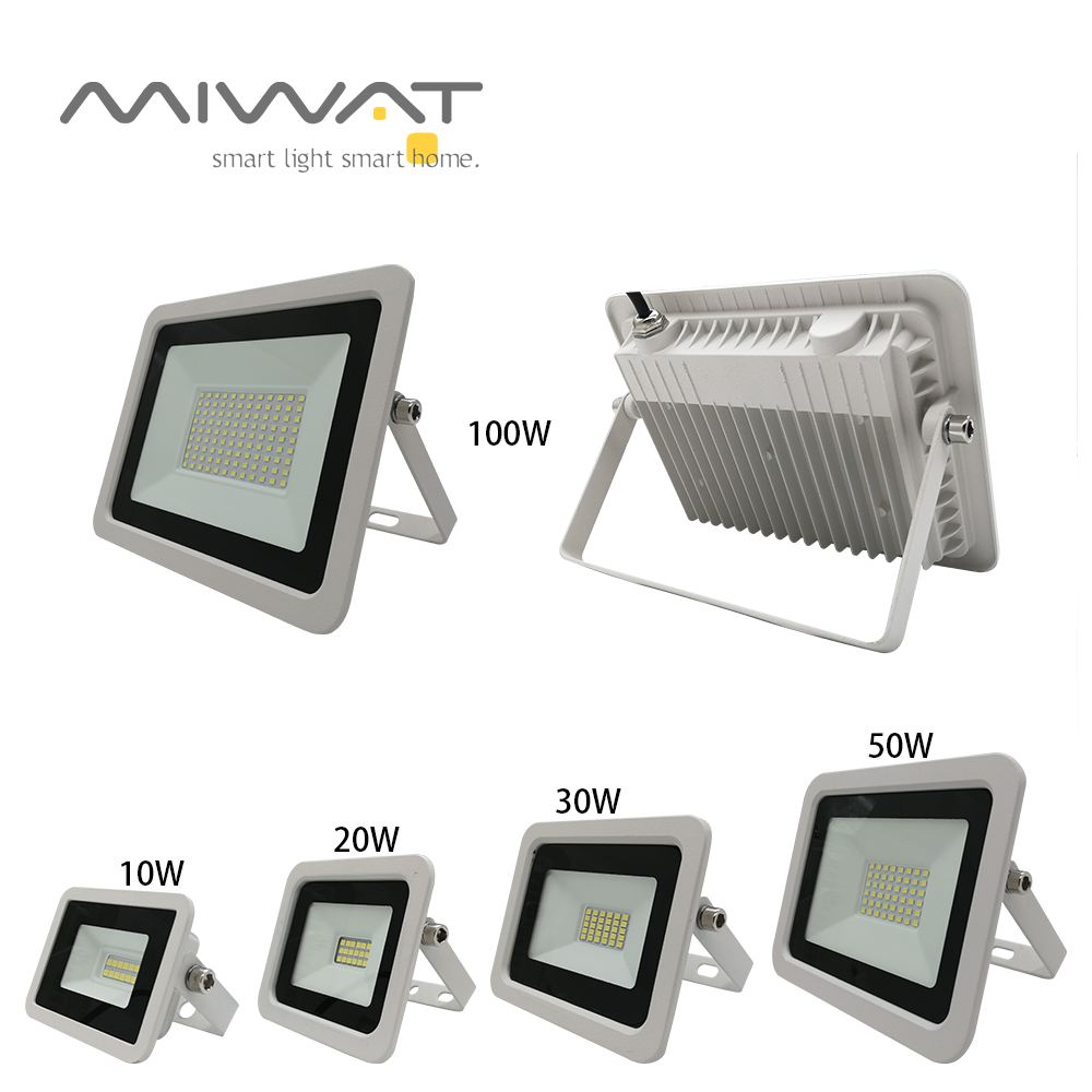 10W 20W 30W 50W 100W LED Floodlight White Reflector LED Flood Light AC 220V IP68 LED Spotlight Wall Outdoor landscape Lighting