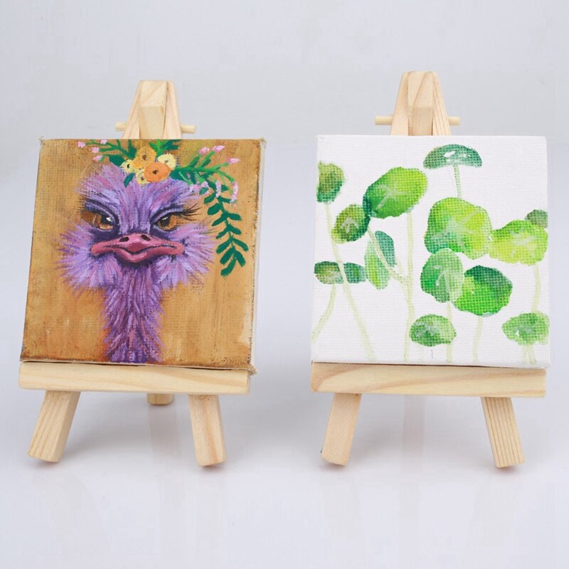 10 Sets Mini Display Easel With Canvas 8X8Cm Wedding Table Numbers Painting Hobby Painting Craft Diy Drawing Small Table Easel G