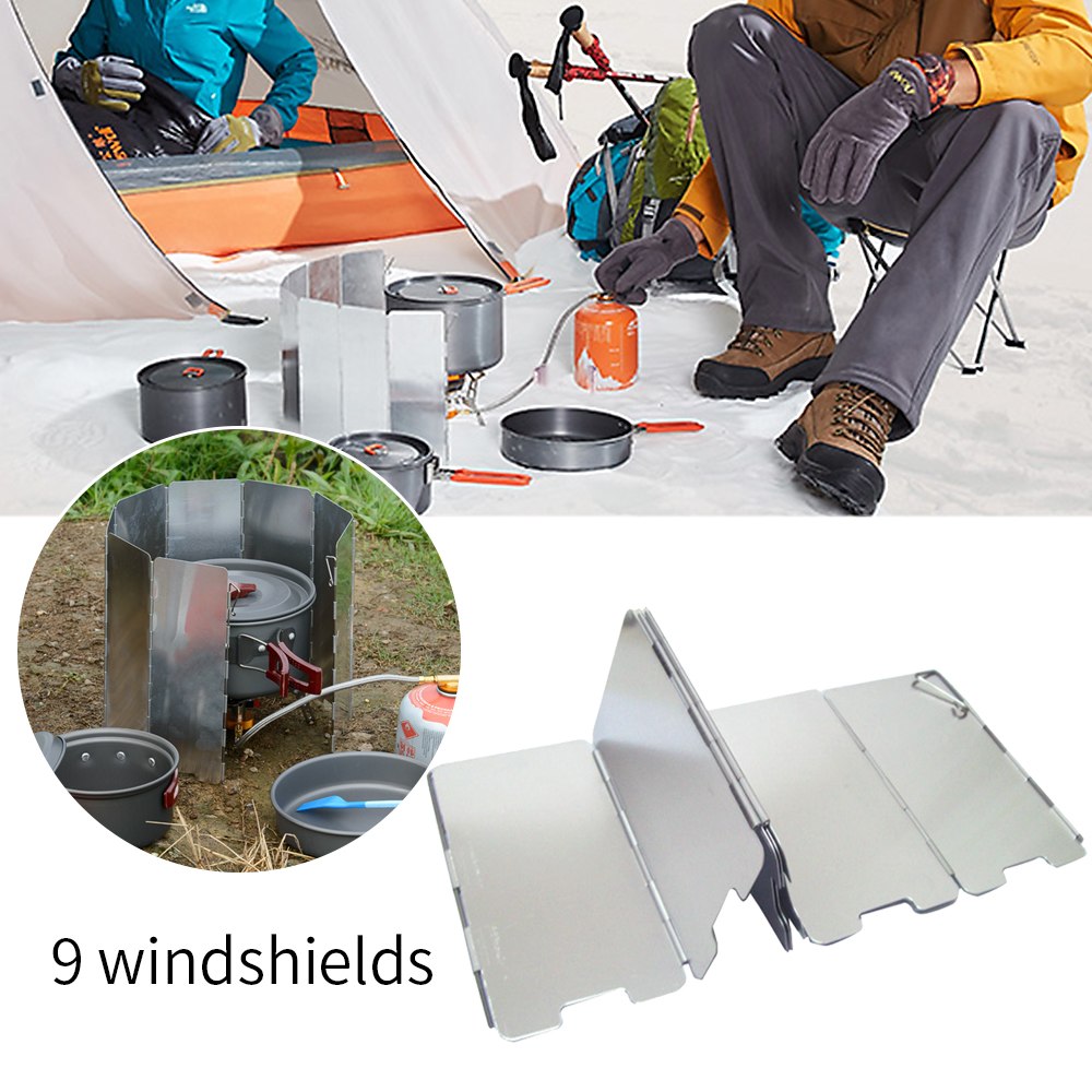 9 Fold Camping Cooker Gas Stove Wind Shield Screen Foldable Outdoor Portable Cookware Picnic Cooking Camping Tool
