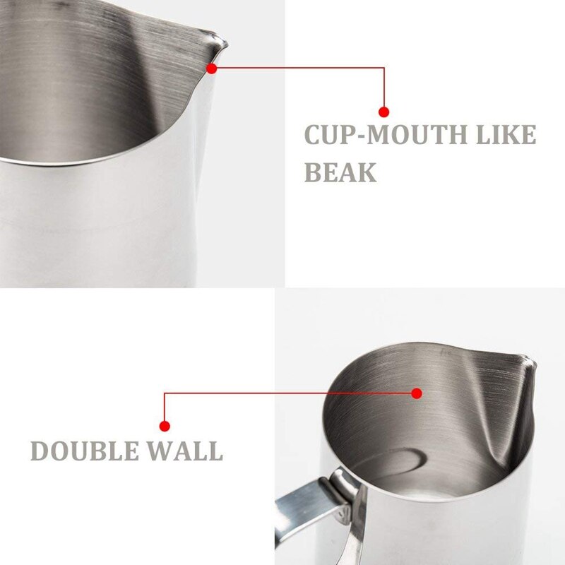 Milk Frothing Pitcher With Thermometer Stainless Steel 600ml Coffee Frothing Jug Home Kitchen Milk Cup