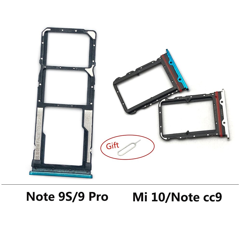 Carte Sim pour Xiaomi Redmi Note 9S 9 Pro / Mi Note 10 Pro, fente de plateau, support de carte SD, pièce de réparation, noir, bleu, or