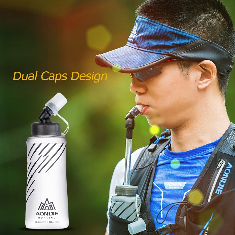 AONIJIE-botella de agua plegable SD21 Frasco blando, 250ml, 420ml, hidratación, vejiga de agua para correr, Maratón, ciclismo, senderismo