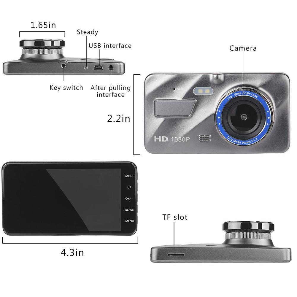Voiture DVR caméra Dash Cam Auto enregistreur vidéo vue arrière inversion grand Angle caméra 1080P Full HD 4 "Parking moniteur g-sensor