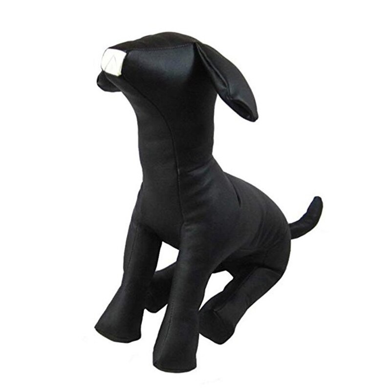 Læder hund mannequiner stående stilling hund modeller legetøj selskabsdyr butik display mannequin hvid / sort: Sort l