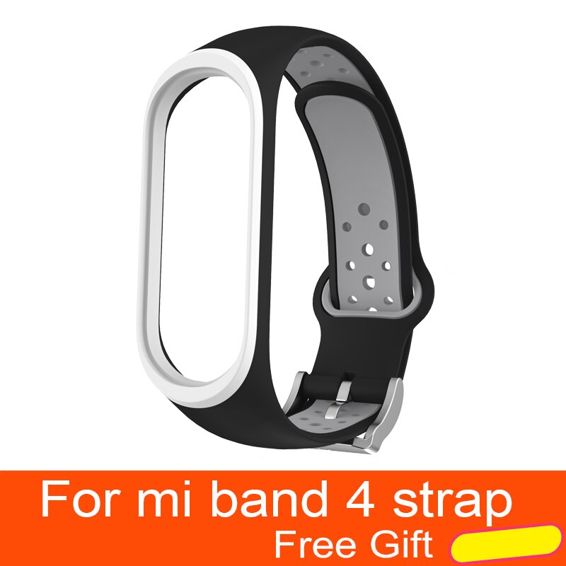 Per Xiao mi mi fascia 4 Cinghia di Accessori per Articoli Elettronica smart sostituzione impermeabile Doppio Braccialetto Del Silicone Di Colore per mi Band4 NFC cinturino Da POLSO: Black-gray