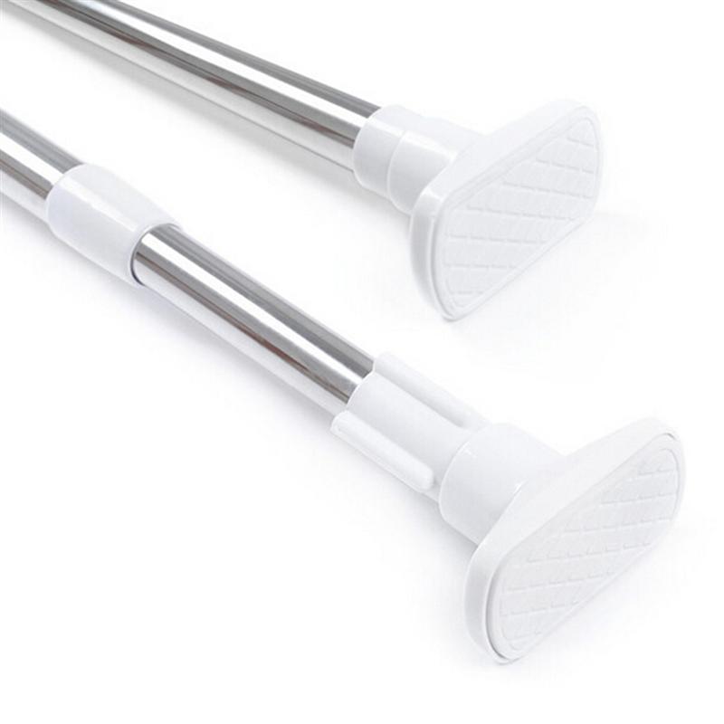 Tringle Rideau Sans Percage 50-80cm Extensible Inox - Barre De Douche Téléscopique Blanc