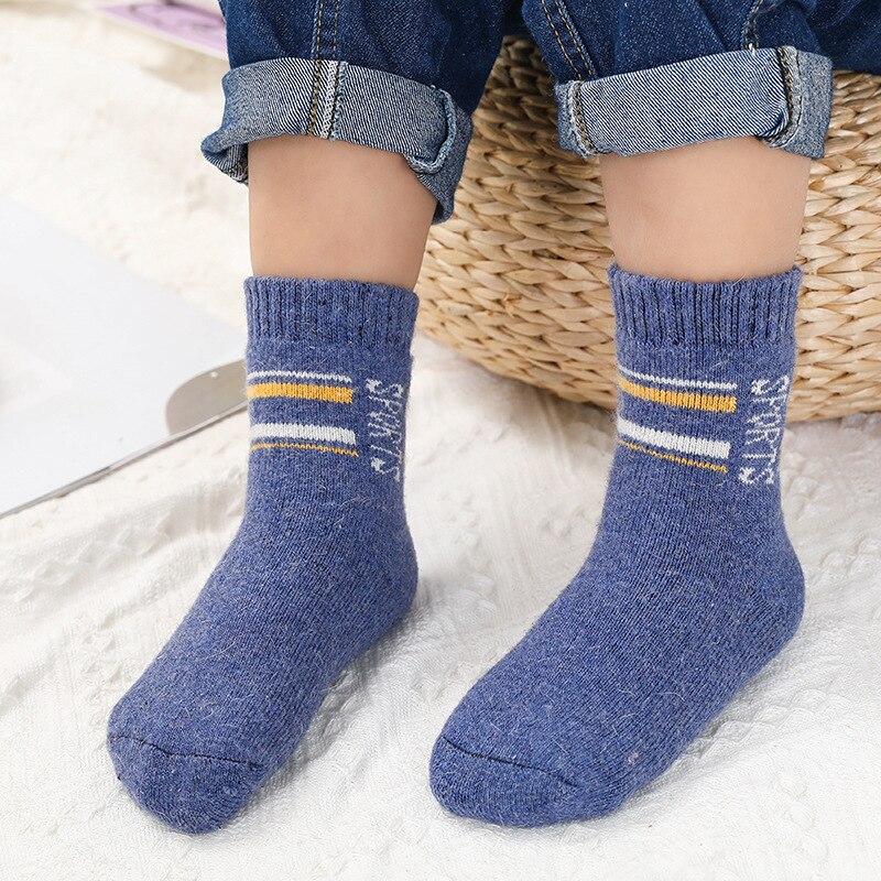 5 Paare/viel Herbst Winter Plus Dicke warm Halten freundlicher Wolle Socken Frottee Socken Für Jungen Socken Mit druck Für Kleinkinder