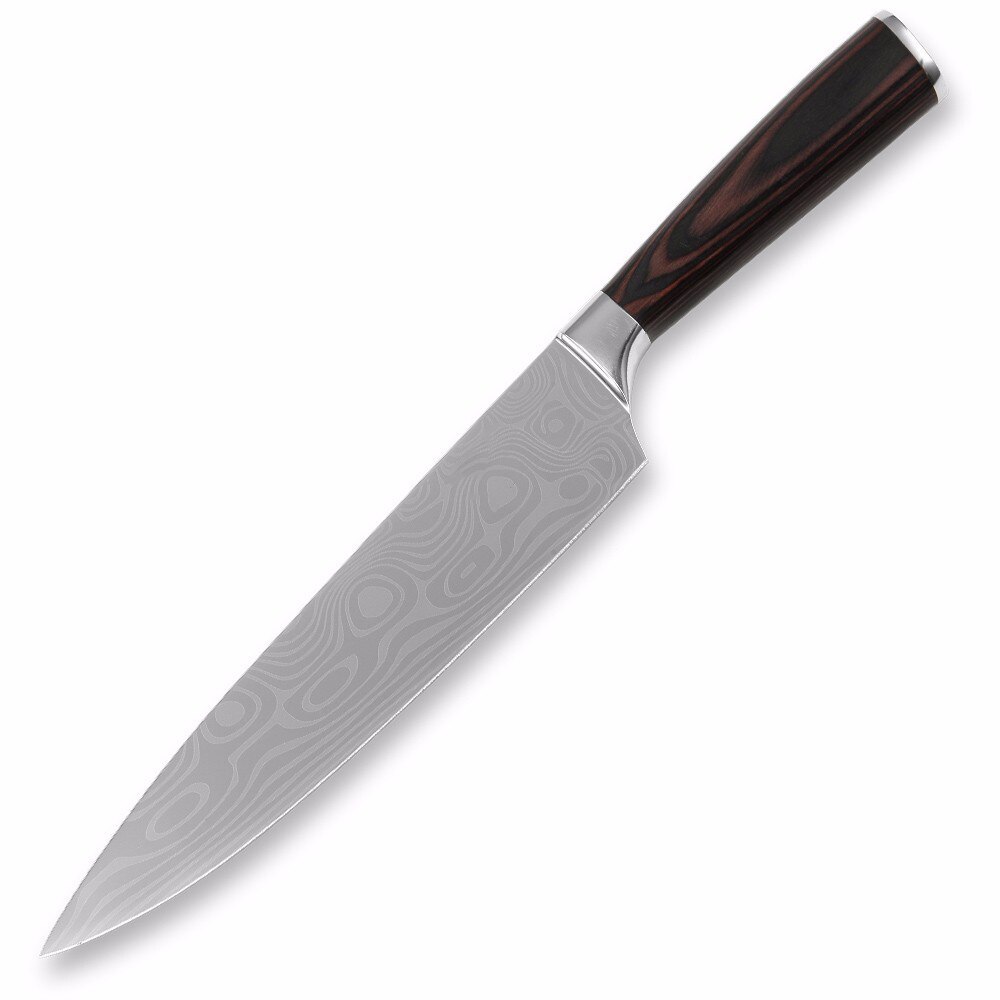 Cuchillo de cocina para Chef de acero damasco de 8 pulgadas, cuchillo de cocina con hoja afilada de acero inoxidable, cuchillos profesionales japoneses para rebanar Chef: knife 04