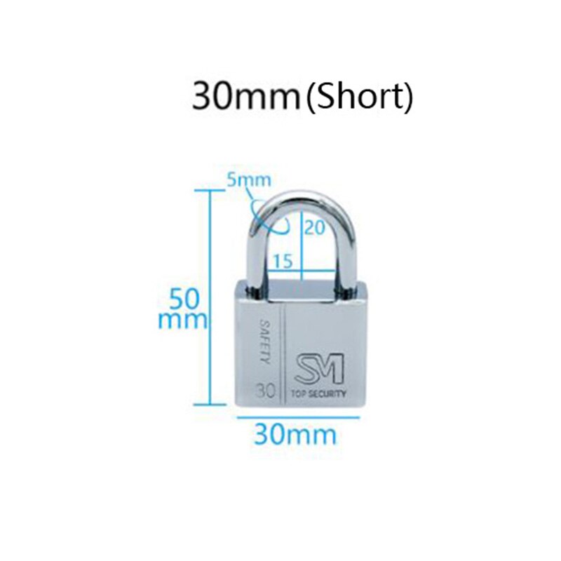 Rustfrit stål hængelås skab udendørs lås holdbar brug heavy duty høj sikkerhed solid lås dør gate box sikkerhed: Kort 30mm