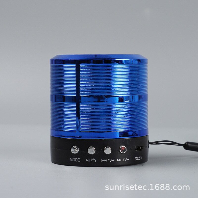 Tragbarer mini-stereo-lautsprecher ws -887 mit bluetooth, kleinem subwoofer aus metall und stahl: Blau