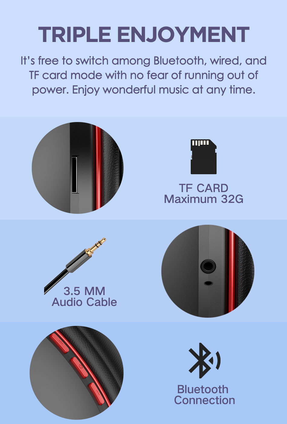 AUSDOM M09 Upgraded Wireless Headphones Bluetooth-compatible 5.0 Headset with TF Card for Music Phone Over-Ear Stereo Headset
