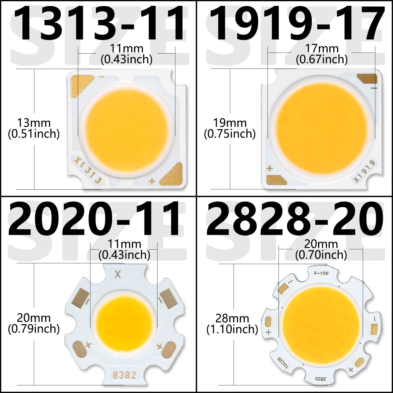 Bridgelux COB LED Chip 3W 5W 7W 10W 20W 30W 40W Diodo emisor de luz Módulo LED Matrix 1313 2828 1919 para bombillas empotrables