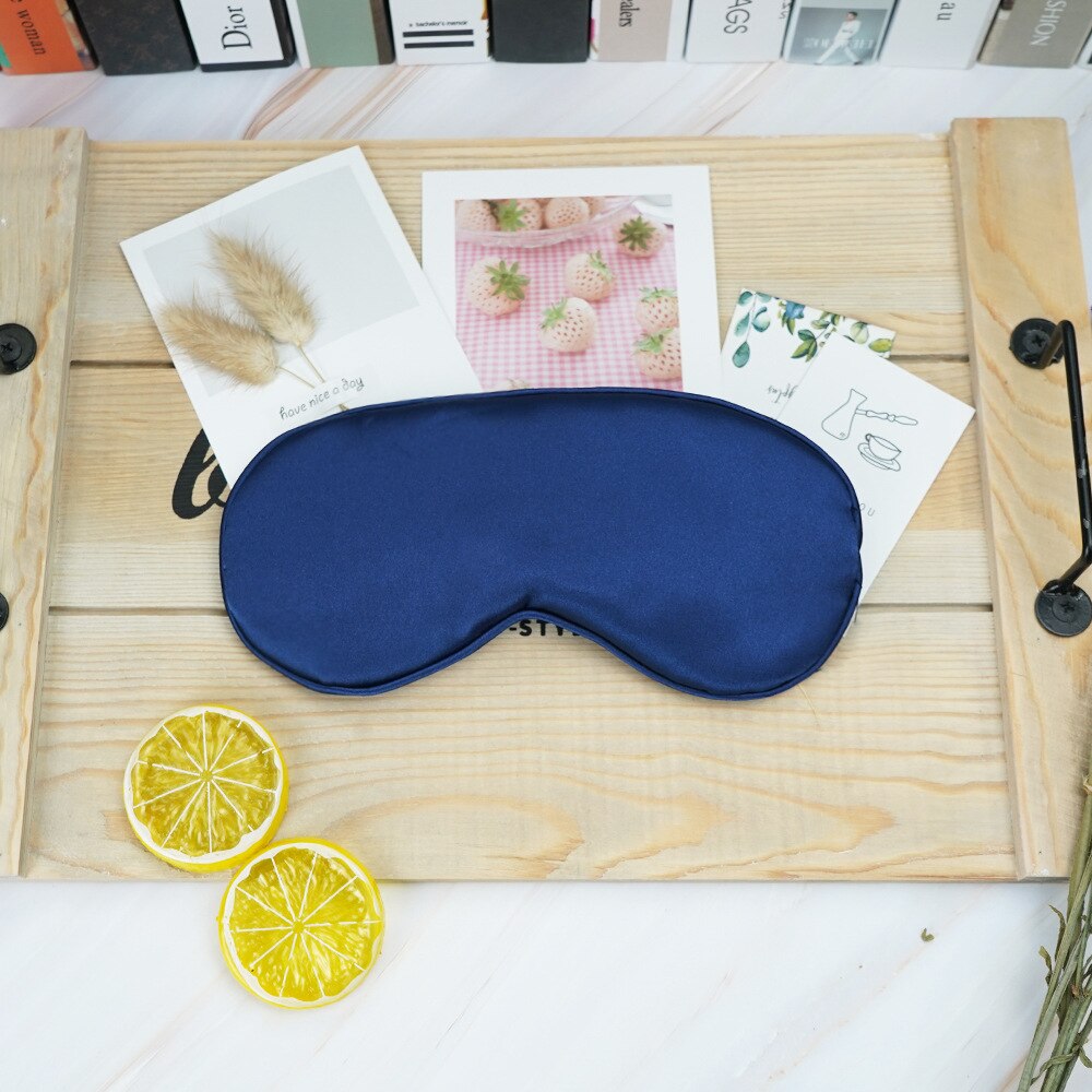 Women Imitated Silk Sleep Eye Mask Portable Travel Eyepatch Nap Eye Patch Rest Blindfold Eye Cover Sleeping Mask Night Eyeshade: Blue