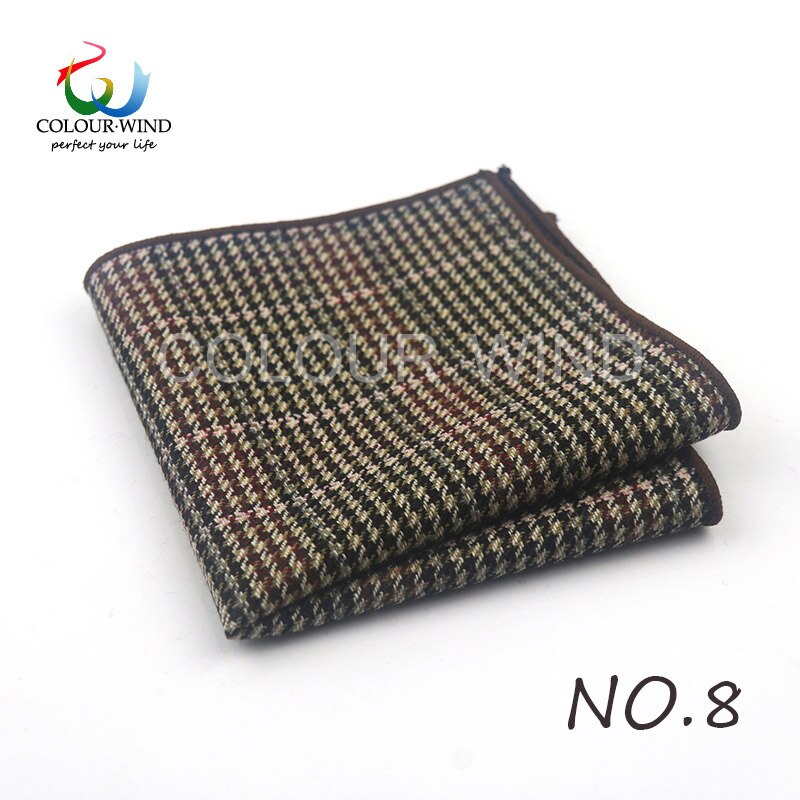 Classic Style Men's Handkerchief Scarves Vintage Wool Hankies Men's Pocket Square Striped Solid Cotton 24*24CM: 8