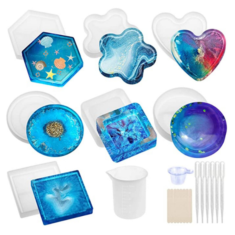 DIY crystal epoxy set silicone mold crafts epoxy resin mold pottery clay plaster kitchen accessories tools