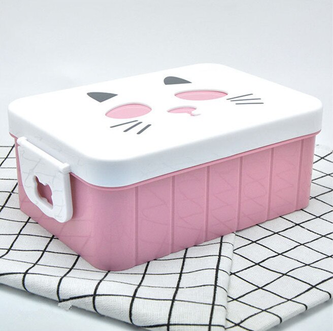 Plastic insulated lunch box for kids school bento box heated women portable thermo food container For Office And Home lunchbox: Pink