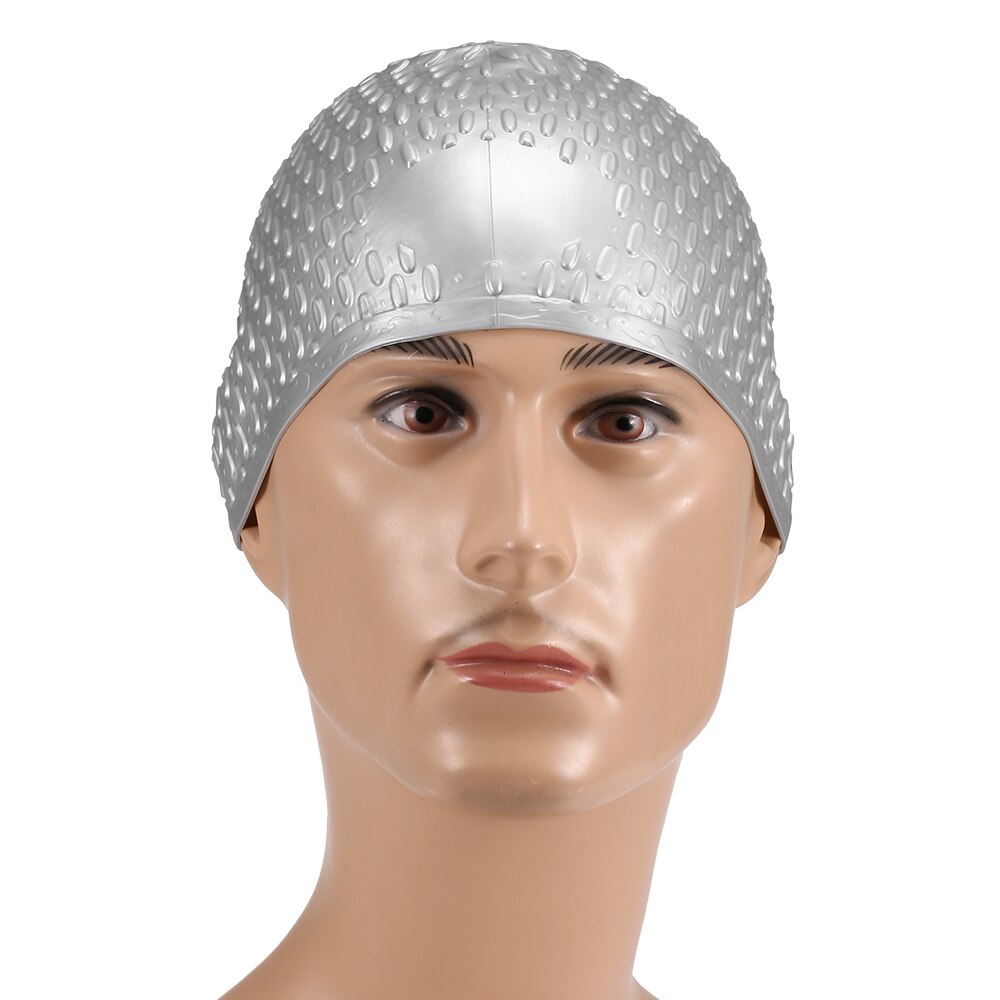 Volwassenen Badmuts Silicone Mannen Vrouwen Badmuts Voor Lang Haar Kort Haar Gorra Negra Zwemmen Hoed:  Silver