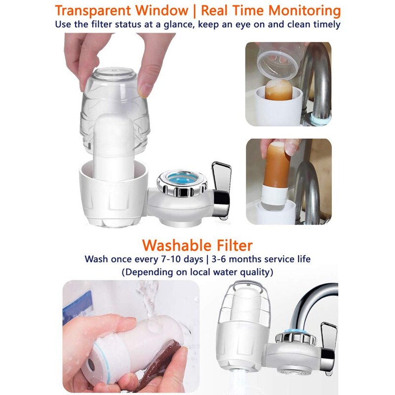 Kraan Water Filter, Water Filter Systeem Met Actieve Kool, Adsorberen Schadelijke Zware Metalen En Sedimenten, past Meest Standaard Fauce