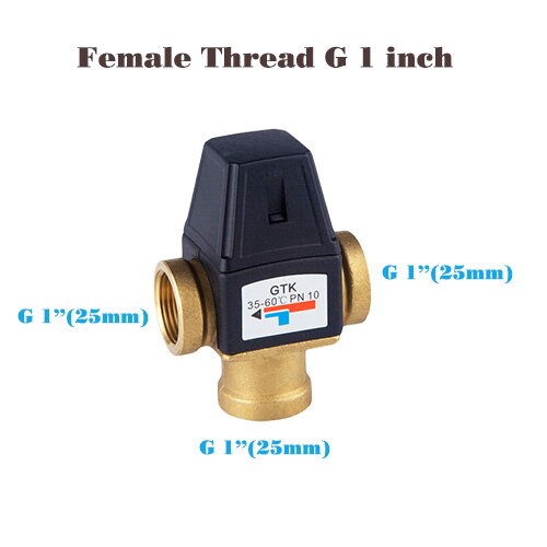 Válvula de calentador de agua Solar, Válvula mezcladora termostática de 3 vías, rosca macho, Grifo de ducha de baño de mezcla termostática: DN25 Female