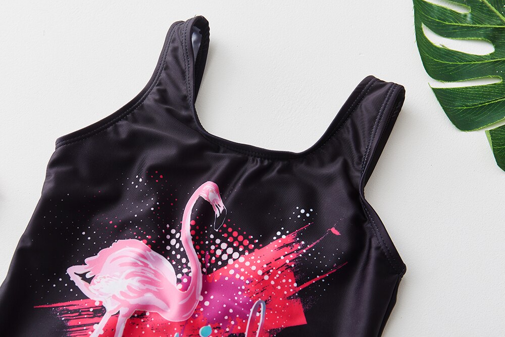 3~12Year Girls swimsuit Flamingo print Girls Swimwear One piece Kids swimwear Kids Girls Swimming outfit Beachwear