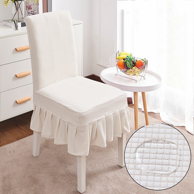 Waterproof Stretch Solid Color Skirt Dining Table Chair Cover Restaurant Chair Cover Skirt Stool Cover