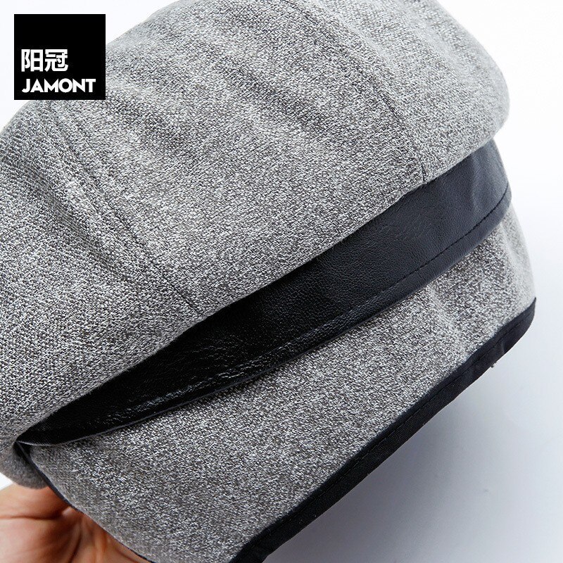 Jamont Winter Thicken Earflaps Newsboy Caps Men Warm Plus Velvet Octagonal Hat Male Detective Hats Painter Caps Visors Chapeau
