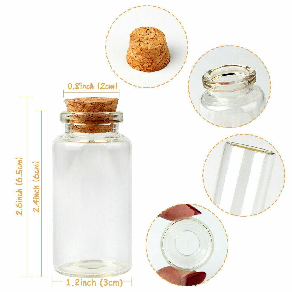 12PCS Mini Glass Bottle with Cork Stopper Small Glass Bottles Clear Vial Empty Wish Bottles Storage Cork Box Home Wedding Decor
