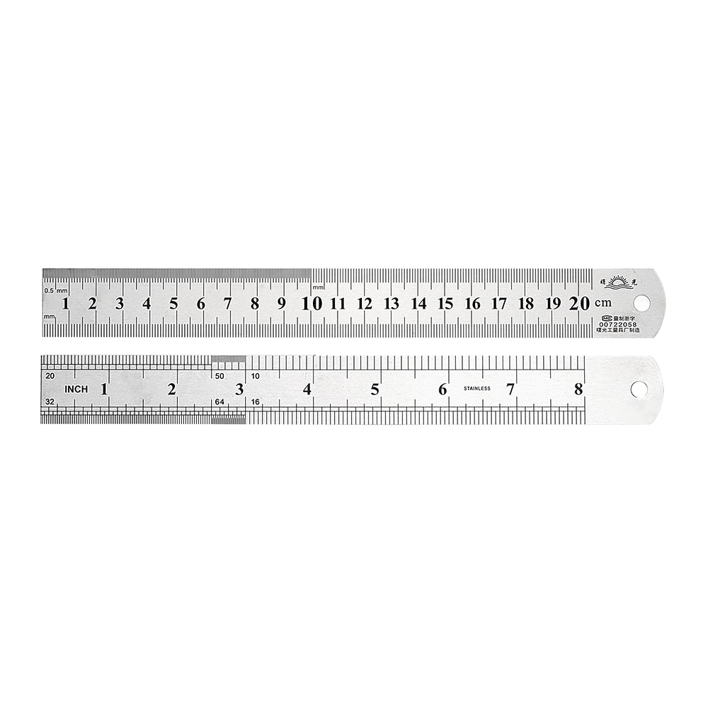 DIYWORK Double Sided Measuring Tools Stainless Steel Precision Straight Ruler Metal Rule 15cm 20cm 30cm Gauging Tool