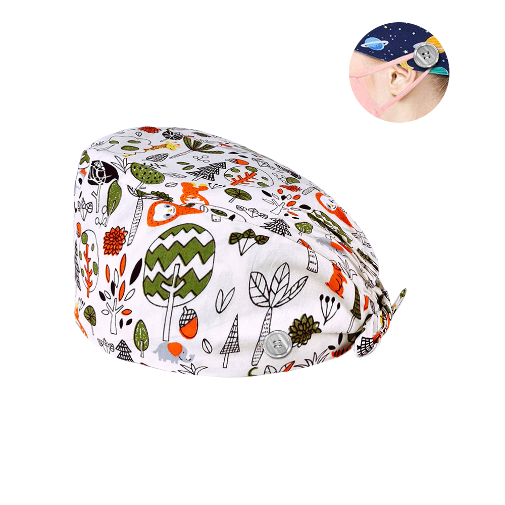 Sanxiaxin Multi couleur impression florale serviette de sueur réglable gommage chapeau animalerie spa uniforme travail chapeau salon gommage casquette: Buttons12096
