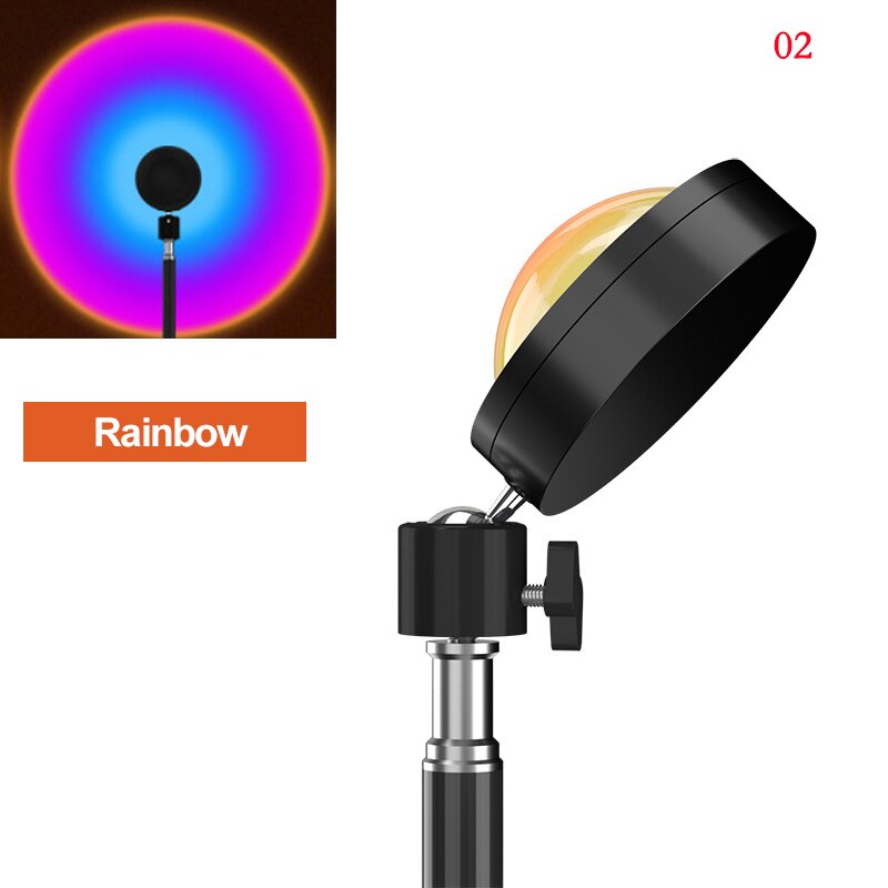 USB Lumière Led Arc-En-Ciel Coucher de Soleil Projection 180 degrés Rotation Lampe de Projection Arc-En-Ciel Pour La Fête À La Maison Salon Chambre Lampes: 5 600 K