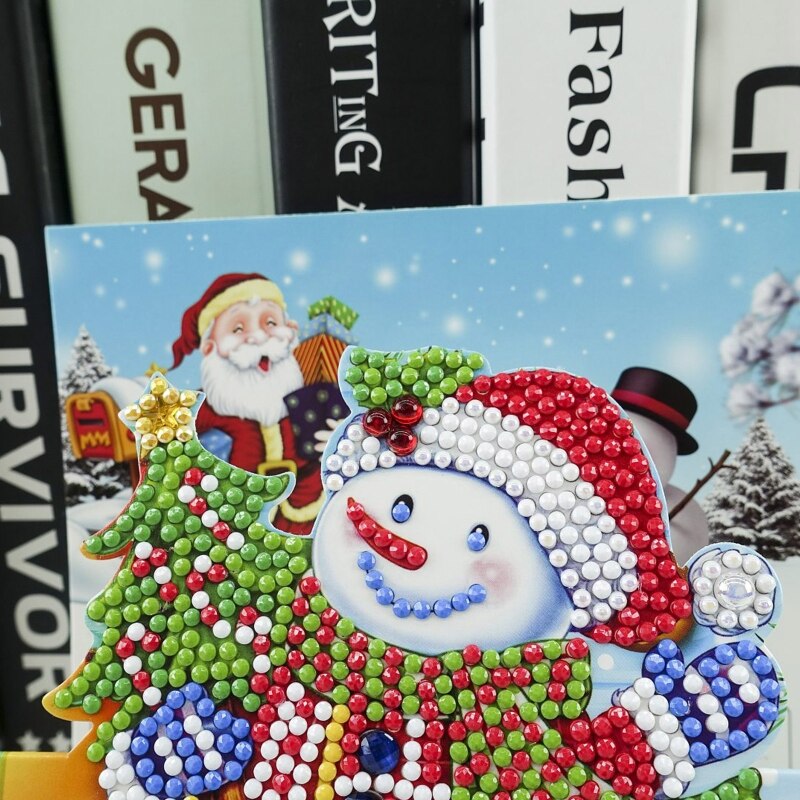 Shirliben 5D Diamond Painting Christmas Cards Snowman Santa Claus Diamond Painting For Adults Tool Kits Diy Craft Christmas