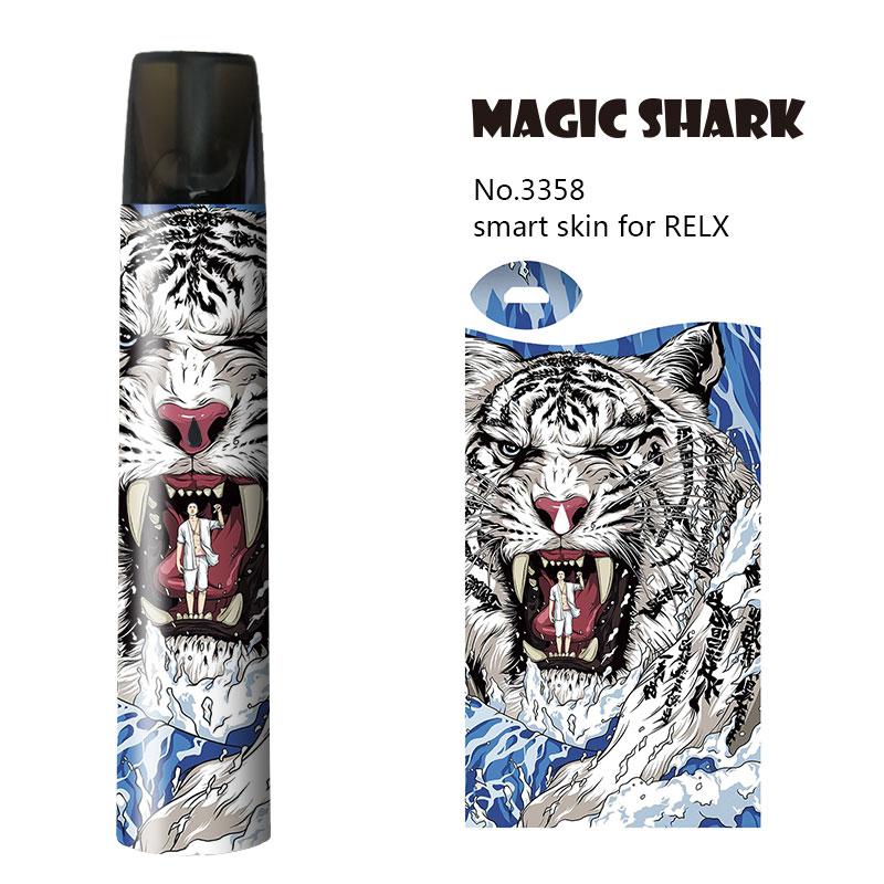 Magic Shark Miltary Panda UK Flag Tiger Lip Lion Ultra Thin PVC 2.5D Vape Sticker for Relx Film Case for Relx: 3358