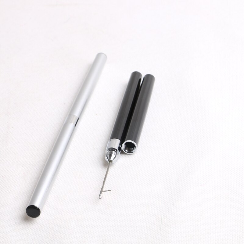 Agulha para puxar cabelo, 4 peças, preto e prata-estilo caneta multi-função laço rosqueador de gancho micro anel ferramentas de extensões de cabelo