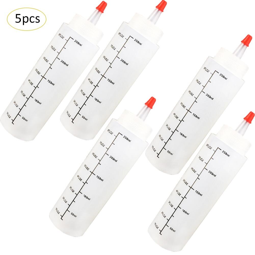 5 stk 250ml plastik nålenæse klemmeflaske køkkentilbehør oliedispenser med lækagesikker låg sauce salat kogeflaske