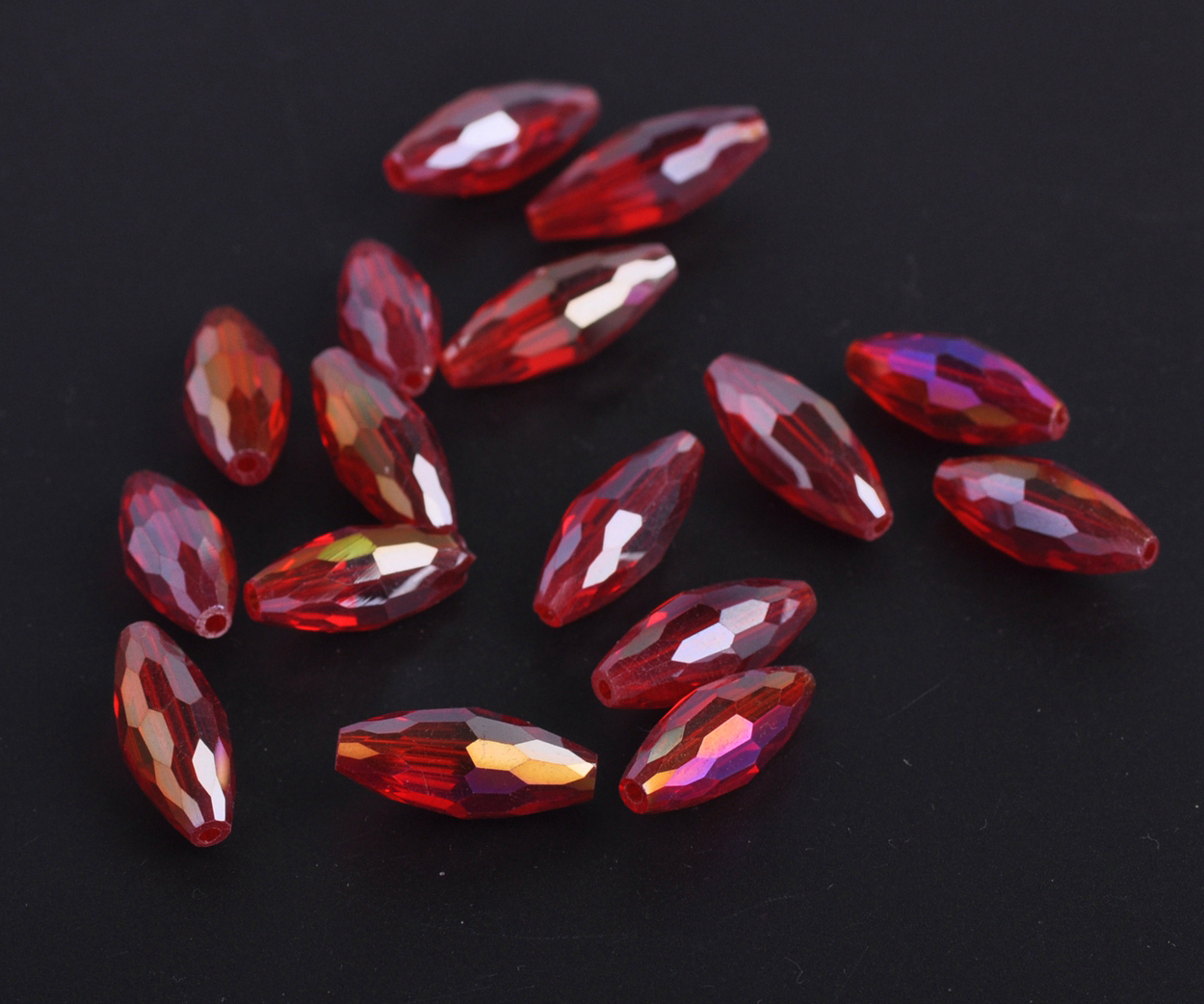 Cuentas artesanales sueltas de cristal de corte facetado de tubo ovalado de 18x8mm para fabricación de joyería DIY