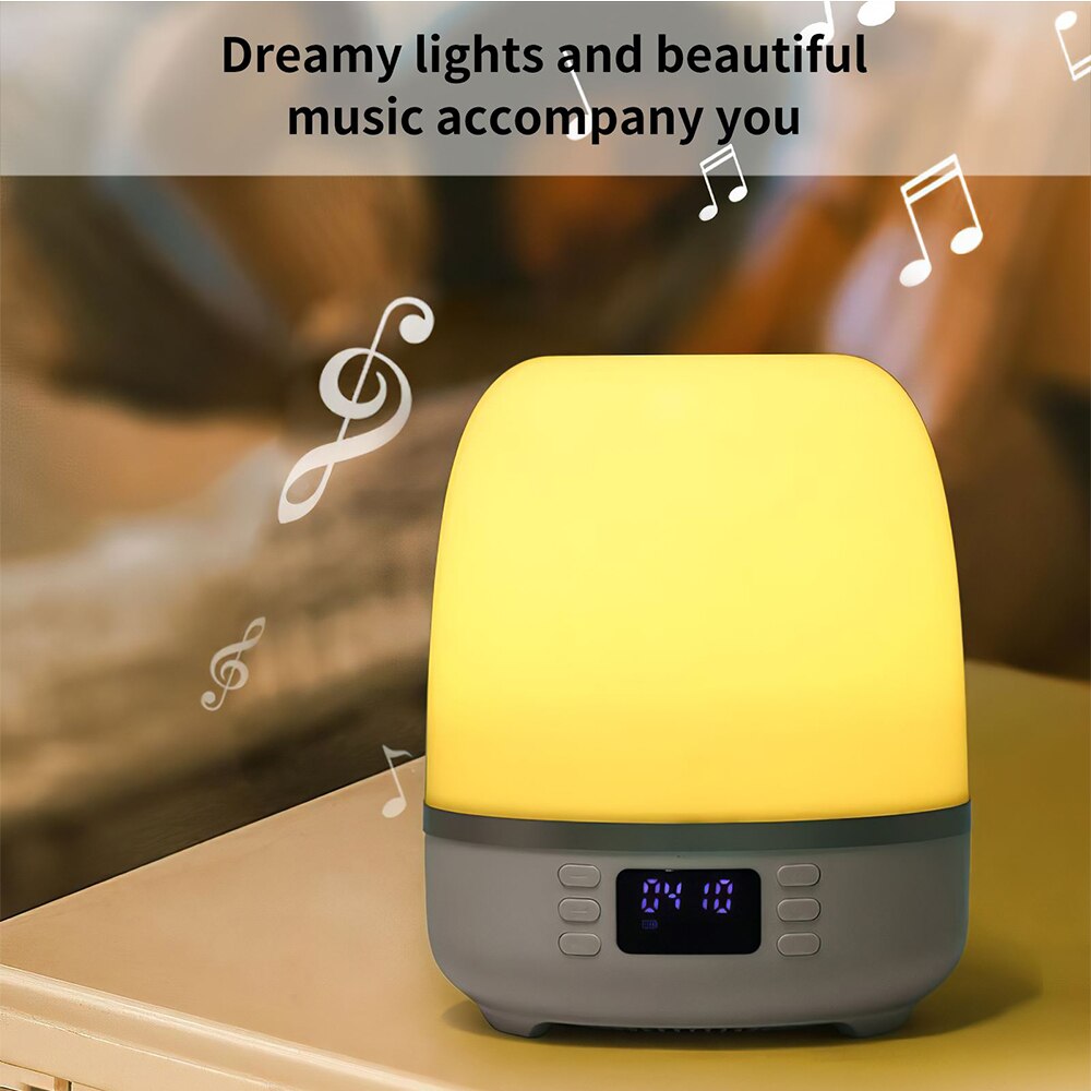 Wireless Speaker 360 Degree Rotation Projector Night Light LED Lamp Bluetooth Music Player Digital Clock Support TF SD Card yyk