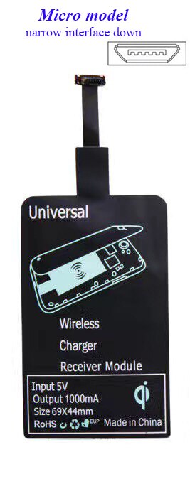 Qi Drahtlose aufladen Empfänger Ladung für iphone 7 6 6S Mikro USB Typ C Drahtlose Ladung Anschluss für Huawei Samsung: Pro Mikro narrowdown