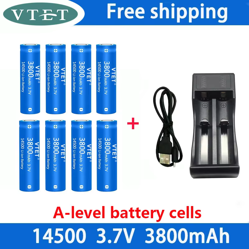Neue 14500 3,7 V 3800 mAh Batterie Lithium-Ionen Batterie Verwendet für Elektrische Rasierer Zahnbürste Barber Akku mit Ladegerät: Black