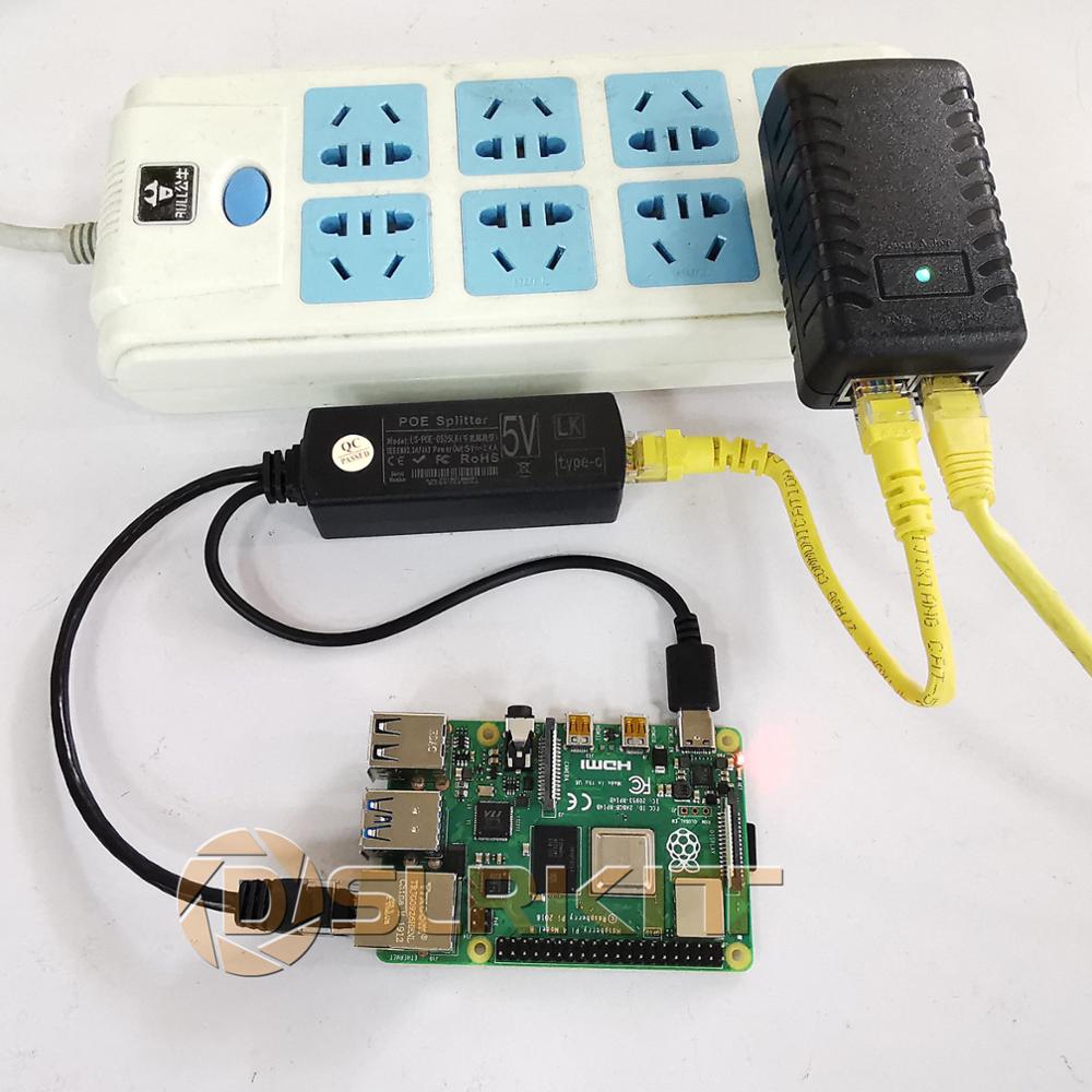 DSLRKIT Raspberry Pi 4 4B Aktive PoE Splitter USB TYP C 5V Power Over Ethernet 802.3af