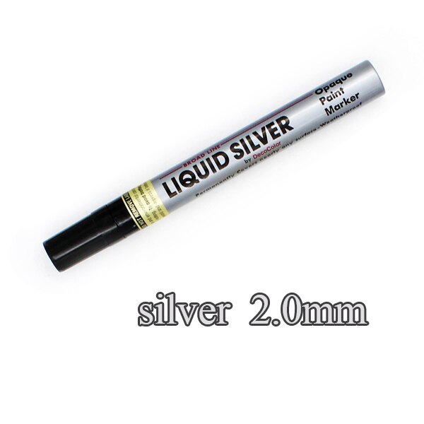 Marvy-Marcador de pintura opaco 120S & 300S, pluma metálica, papelería, color dorado/plateado/blanco, 0,7/1,0/2,0mm: 1pcs-Silver-2.0mm