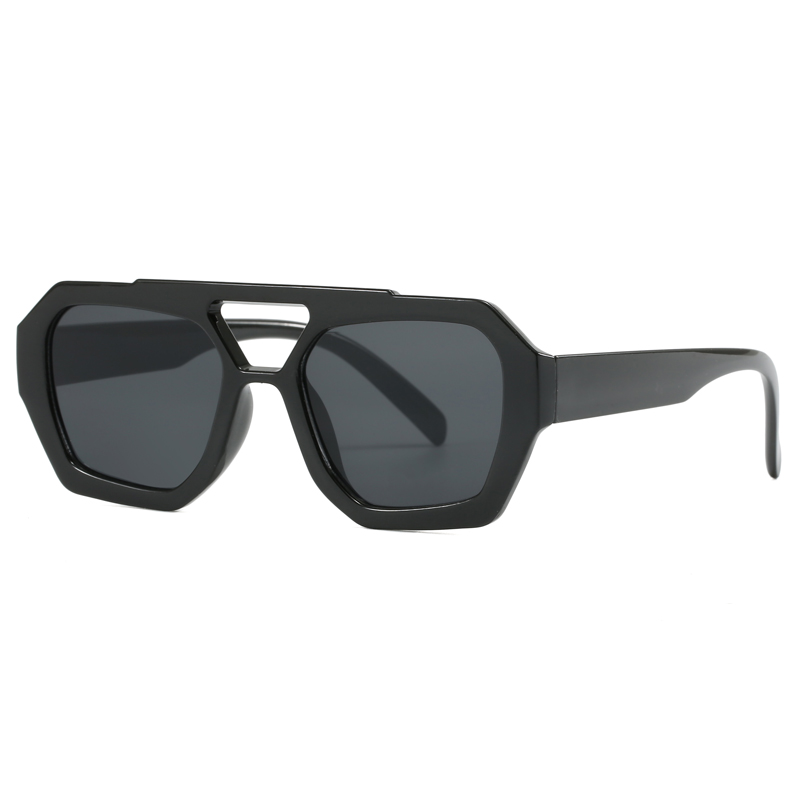Nuevas gafas de sol cuadradas irregulares a la para mujer, tendencia Retro personalizada, gafas de sol para fotografía de ciclismo al aire libre de Instagram para hombre: Negro