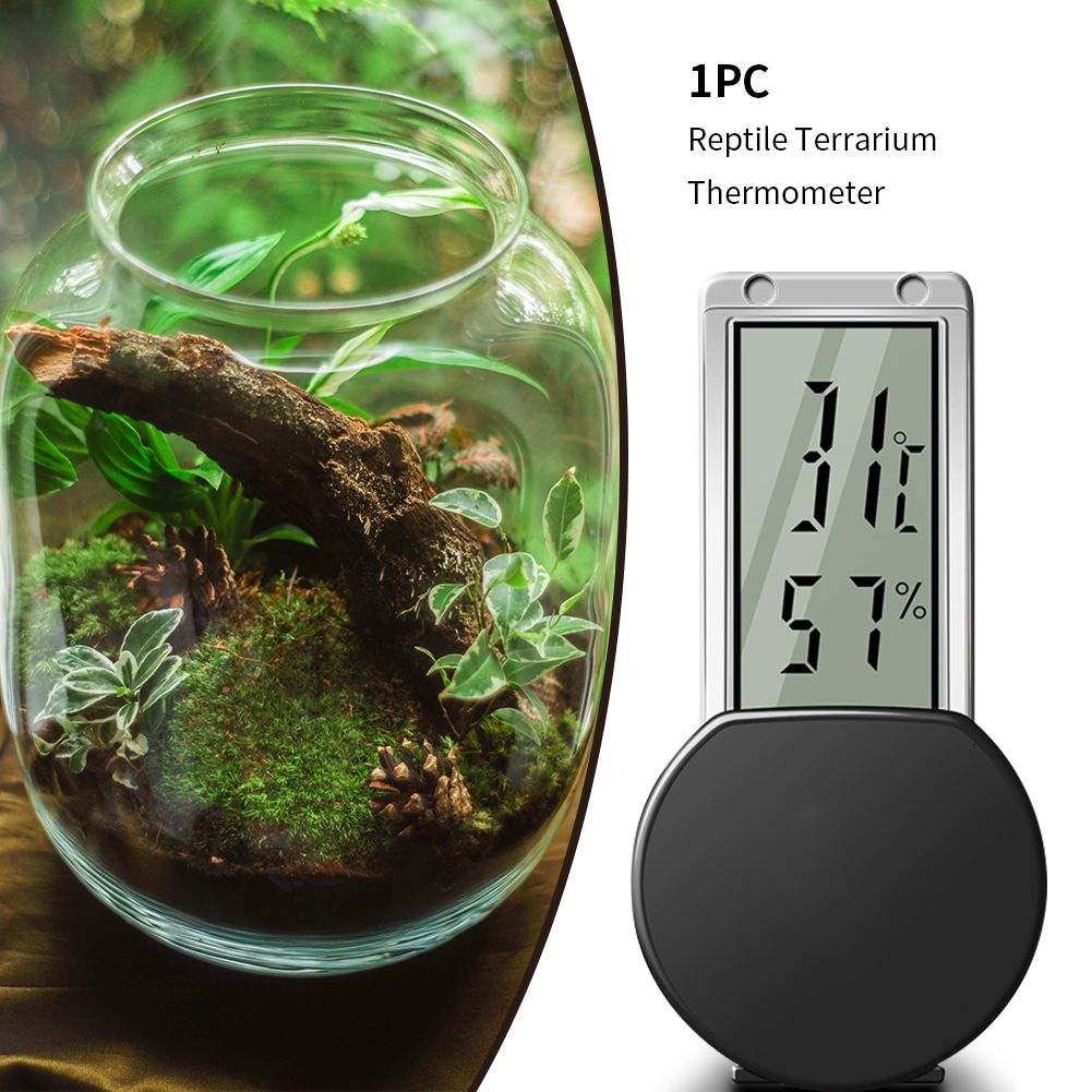 Hygrometer With Suction Cup Reptile Terrarium Thermometer Aquarium Pet Supplies Gauge Digital Display LCD Screen Spider Tortoise