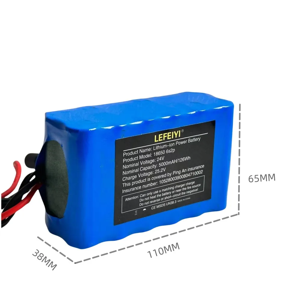 24v 6s2p 5000mah 18650 bateria de lítio com bms, adequado para motocicleta elétrica 24v equipamentos de acampamento + plugue opcional