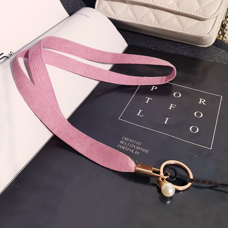 Lange Parel Pedant Telefoon Lanyard Voor Iphone Huawei Samsung Redmi Xiaomi Ketting Riem Voor Werken Card Badge Sleutelhanger: pink