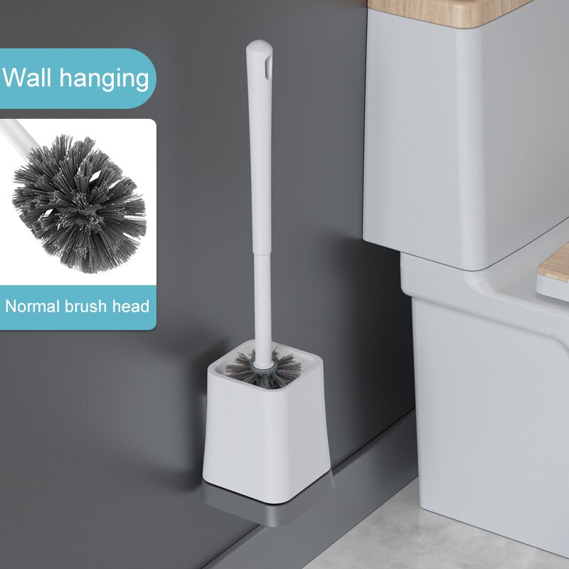 GESEW TPR Toilet Brush For Bathroom Drainable Cleaning Brush WC Cleaning Tool Wall-mount Cleaning Tool Bathroom Accessories Set: Square Ordinary