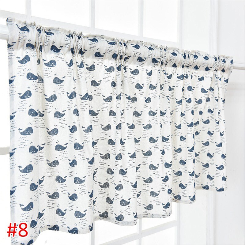 Hanging Short Curtain Floral Half-Curtain Plaid Window Drapes Polyester Half-Curtains for Kitchen Cafe Living Room Decoration: S8 Short Curtain